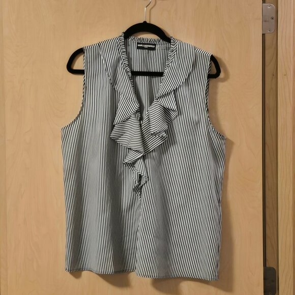 Karl Lagerfeld Paris Yagavi Button Up Ruffle Blouse - Picture 1 of 6